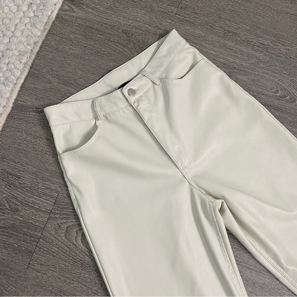 Cream Pleather Pants - Picture 3 of 4